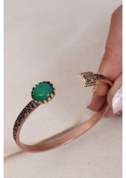 Yeşil Aventurin Taşlı Saf Bakır Otantik Bilezik, Doğal ve Şık Tasarım fiyatları