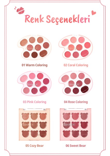 9 Renkli Ruj & Allık Paleti Dasıque Mood Painting Lip & Cheek Palette (#02 Coral Coloring)
