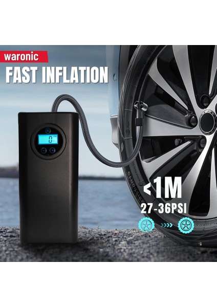 Dijital Ekranlı Şarjlı Hava Kompresörü 150PSI 80W Taşınabilir Lastik Şişirme Pompası indirimleri