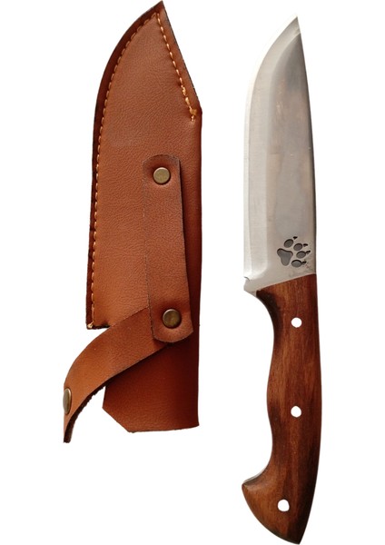 El Yapımı Ceviz Saplı Pençeli Kahverengi Deri Kılıflı Paslanmaz Çelik Kamp ve Av Bıçağı fiyatları
