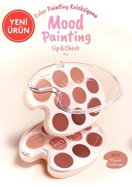 9 Renkli Ruj & Allık Paleti Dasıque Mood Painting Lip & Cheek Palette (01 Warm Coloring)