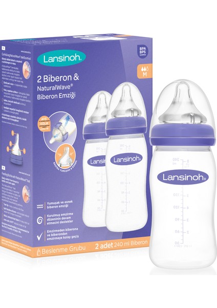 2 X 240 ml Biberon & NaturalWave® Biberon Emziği