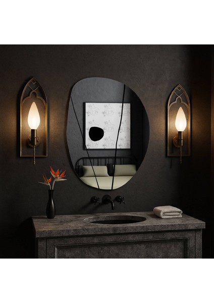 Organik Form Dalgalı Dekoratif Duvar Aynası – Modern Tasarım