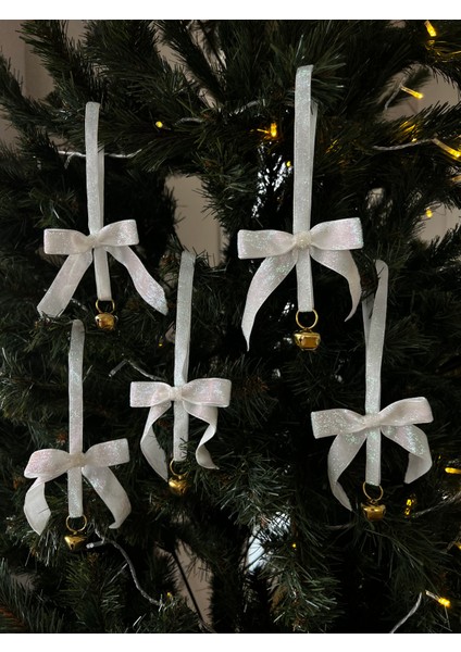 Ilbaşı Simli Kırmızı Kadife Kurdeleli Lüks Zilli Yılbaşı Çam Ağacı Süsü 3 Adet modelleri