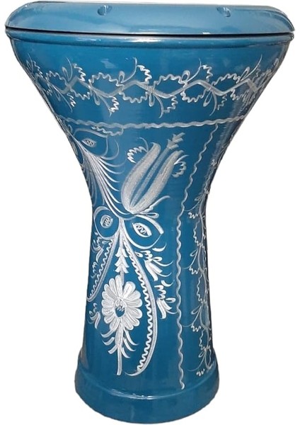 Mısır Darbuka Percussion Oryantel Koruyuculu Kılıf ve Alyan Ayarlama Anahtarlı Darbuka (Erzincan Işlemeli Turkuaz)