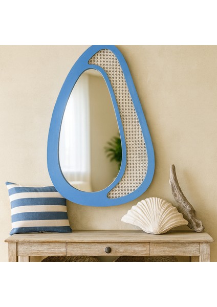 Rattan Desenli Modern Dekoratif Duvar Aynası