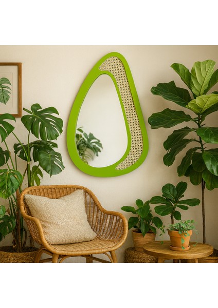 Rattan Desenli Modern Dekoratif Duvar Aynası