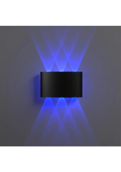 Çıft Yönlü 3lü Duvar Aplık Dekoratıf Dış Mekan Mavı LED Aydınlatma