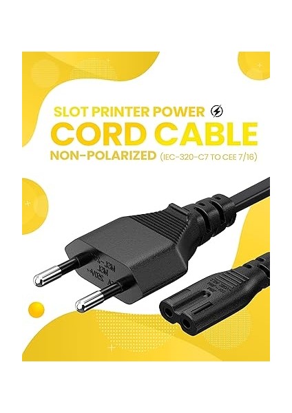 Ab 2- Yuvalı Yazıcı Güç Kablosu Kablosu, Polarize Olmayan (IEC-320-C7 - Cee 7/16) Avrupa Seyahati Için Tv, Yazıcı, Şarj Cihazları, Ps4 Oyun Konsolu ve Daha Fazlası ile Çalışır fiyatları