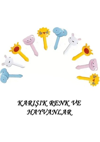 10 Adet Dekoratif Sevimli Hayvan Şekilli Plastik Kürdan 4 Cm- Asorti modelleri