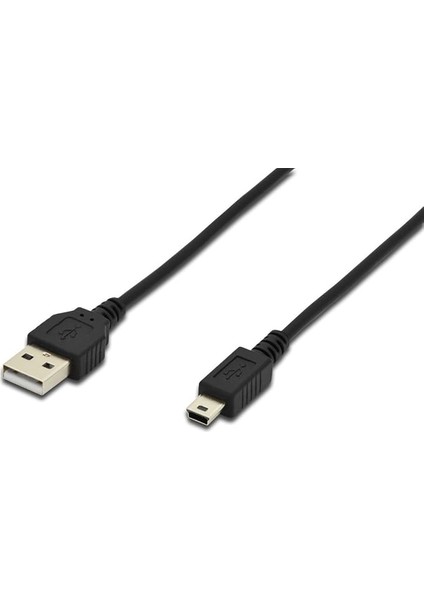 Assmann USB 2.0 Bağlantı Kablosu Typ A – Mini B (5pin) St/st 1,8 M USB 2.0 Uyumlu Ul Sw