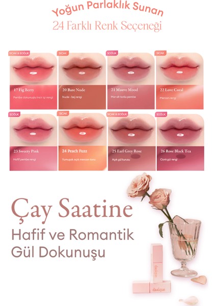 Yoğun Parlaklık ve Canlı Renkler Sunan Kalıcı Tint Juicy Dewy Tint (#26 Rose Black Tea)