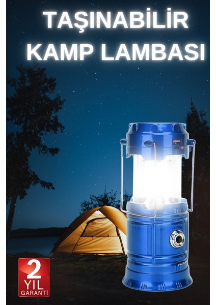 Ds-Derin Büyük Boy Güneş Enerjili Kamp Feneri Işıldak Lamba USB Şarjlı