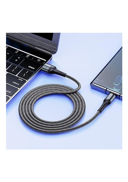 Örgülü USB A-C Hızlı Şarj Kablosu, Siyah (100 Cm) fırsatları