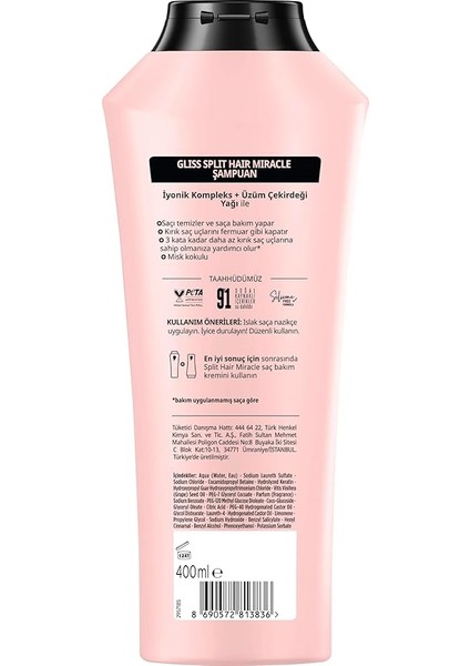 Split Hair Miracle Kırık Uçları Mühürleyen Şampuan 400ML modelleri