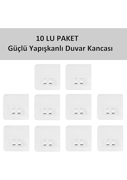Banyo 10'lu Güçlü Kendinden Yapışkanlı Kancalar, Köşe Rafı Duş Kancası, Su Geçirmez Askı Raf Tutucu Yapışkanlar, Şeffaf fiyatları
