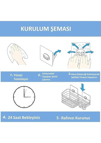 Banyo 10'lu Güçlü Kendinden Yapışkanlı Kancalar, Köşe Rafı Duş Kancası, Su Geçirmez Askı Raf Tutucu Yapışkanlar, Şeffaf modelleri