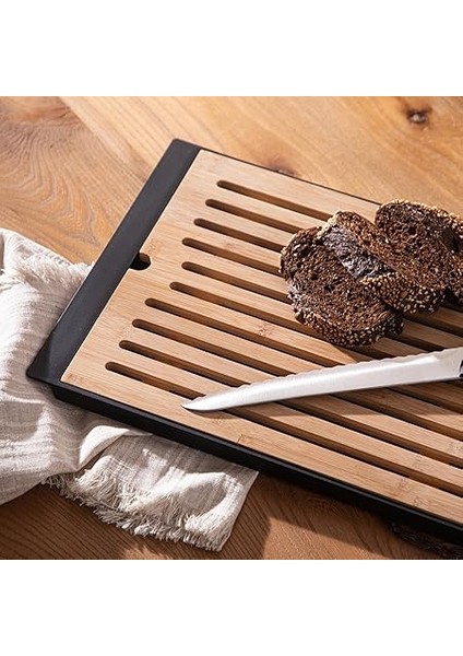 Agni Bıçaklı Bambu Ekmek Kesme Tahtası 38X27 cm fiyatları