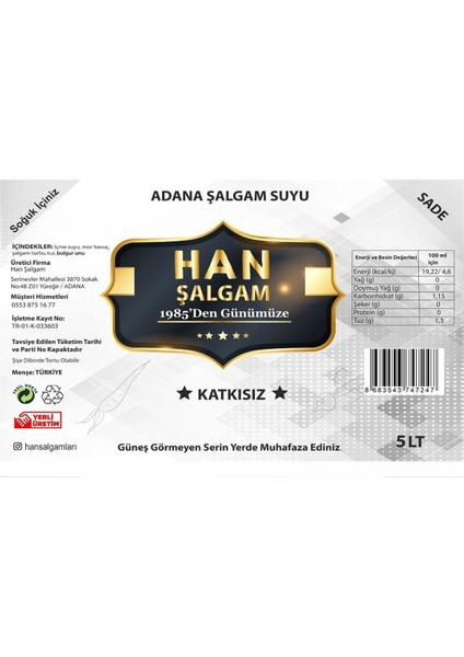 Şalgam Katkısız Adana Şalgamı Acısız Sade 5 Lt modelleri