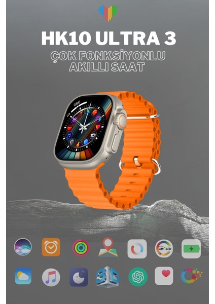 HK10 Ultra 3 49MM Amoled Ekran Yapay Zeka Destekli Yeni Nesil Özelliklere Sahip Akıllı Saat