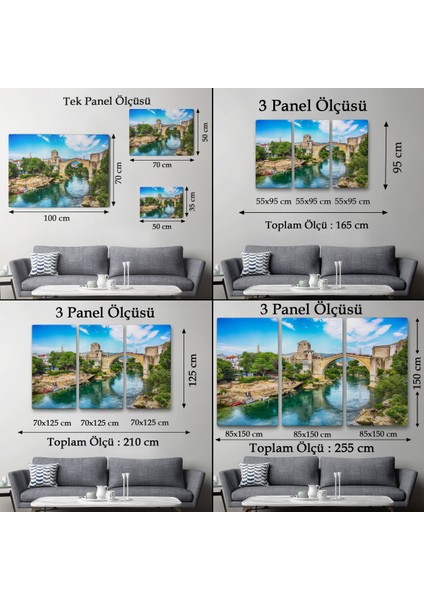 -Premier Kanvas Serileri- Mostar Köprüsü Kanvas Duvar TABLOSU-1115