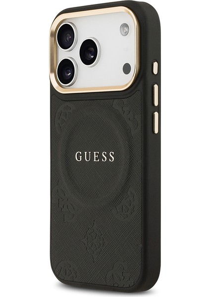 iPhone 17 Pro Uyumlu Kılıf Guess Lisanslı M-Safeli Sıcak Baskılı Yazı Logolu Pu Deri Peony Siyah fiyatları