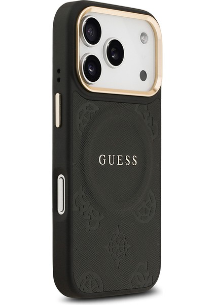 iPhone 17 Pro Uyumlu Kılıf Guess Lisanslı M-Safeli Sıcak Baskılı Yazı Logolu Pu Deri Peony Siyah fırsatları
