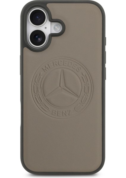 iPhone 17 Kılıf Mercedes Benz Lisanslı M-Safeli Hakiki Deri Nostaljik Yıldız Dizayn Kapak Kahverengi modelleri