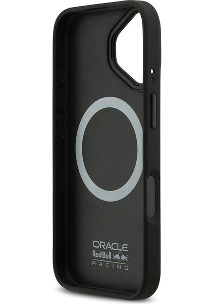 iPhone 17 Kılıf Redbull Lisanslı M-Safeli Kırmızı Halka ve Logo Kabartmalı Pu Deri Kapak Lacivert