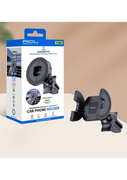 T-129 Havalandırma Için Çift Yönlü Manyetik - Sarsılmaz - Izgara Tipi Telefon Tutucu