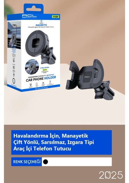 T-129 Havalandırma Için Çift Yönlü Manyetik - Sarsılmaz - Izgara Tipi Telefon Tutucu fiyatları