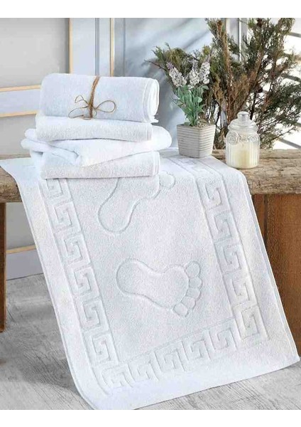50×70 Beyaz Renk Otel Vb. Jakarlı Çift Kat 250 gr Ayak Izli Havlu