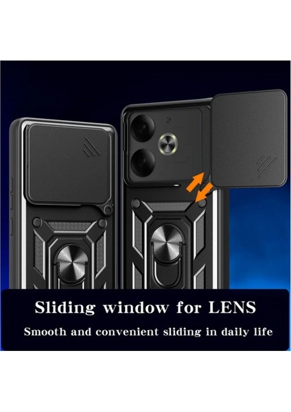 Tecno Pova 6 Uyumlu Tank Kılıf Yüzüklü Standlı Extra Darbe Koruma Zırhlı Outdoor Kapak - Siyah fiyatları