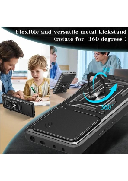 Tecno Pova 6 Uyumlu Tank Kılıf Yüzüklü Standlı Extra Darbe Koruma Zırhlı Outdoor Kapak - Siyah modelleri