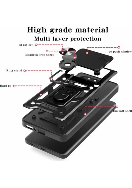 Tecno Pova 6 Uyumlu Tank Kılıf Yüzüklü Standlı Extra Darbe Koruma Zırhlı Outdoor Kapak - Siyah indirimleri