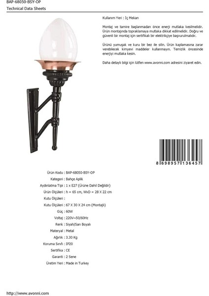 BAP-68050-BSY-OP Bahce Aydinlatmasi indirimleri