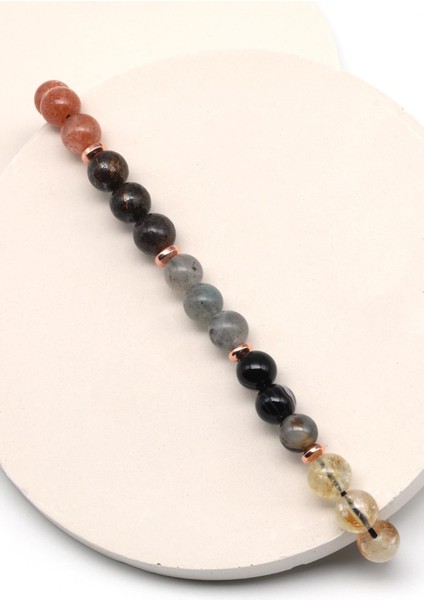 Çok Renkli Doğal Taş Makrome Bileklik, 6 mm Küre Kesim, Şık ve Renkli Takı fiyatları