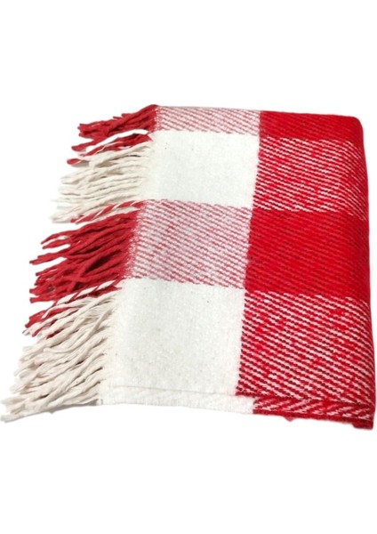 Kırmızı Kırık Beyaz Ekose Desenli Yumoş Kışlık Şal fırsatları