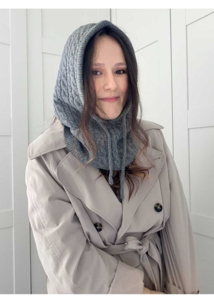 Örgü Desenli Bağcıklı Balaclava