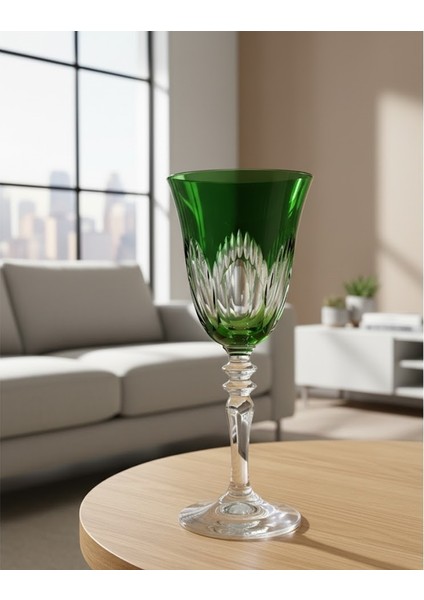 Kristal Görünümlü Dekorlu Sunum Kadehi - El İşçiliği Ayaklı Cam Bardak