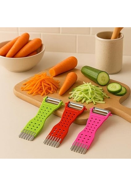 Çok Amaçlı Renkli Sebze Soyucu ve Julienne Rende – Paslanmaz Çelik Bıçaklı, Ergonomik Tasarım, Patates Havuç Kabak Için Pratik Mutfak Aleti modelleri