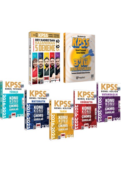 2026 Kpss Tüm Dersler 2016-2026 Konu Konu Tamamı Çözümlü Çıkmış Sorular-Kazandıran 5 Deneme