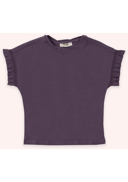 Kız Çocuk Mor Kısa Kollu Tişört
