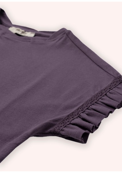 Kız Çocuk Mor Kısa Kollu Tişört modelleri