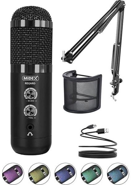 Regard Rgb Set USB Ekholu Oyuncu ve Yayıncı Mikrofonu (Kayıt Gaming Tiktok Twitch Canlı Yayın Discord Youtube) modelleri