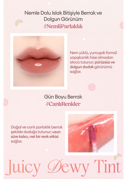 Yoğun Parlaklık ve Canlı Renkler Sunan Kalıcı Tint Dasıque Juicy Dewy Tint (#20 Bare Nude)