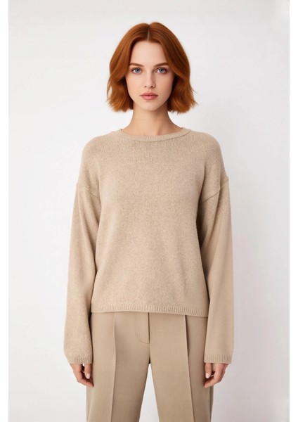 Kadın Oversize Fit Düşük Kol Bisiklet Yaka Basic Triko Kazak Casual Günlük Kış Şıklığı Sunar fiyatları