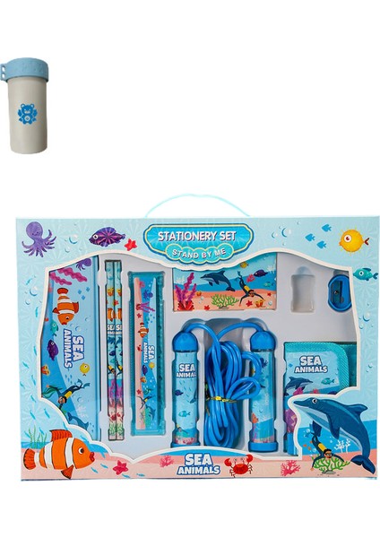 Öğrenci Atlama Ipi Kırtasiye Seti Çocuk Cüzdanı Öğrenme Kırtasiye Kutusu 9 Parçalı Set (Yurt Dışından)