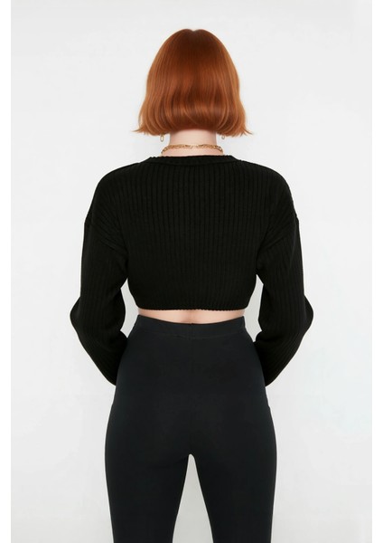 Kadın Modern Bisiklet Yaka Regular Kalıp Triko Super Crop Uzun Kol Kazak Günlük Kombinler Için modelleri