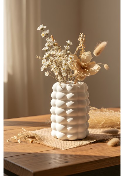 Beton Dekoratif Obje Bohem Vazo – Modern Tasarım 10 x 17